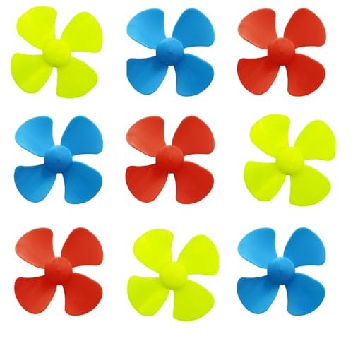 T01 RC Boat 30PCS Motor Propellers 2mm Shaft 4 Blades 50mm Fan Shape Propellers for DIY Model Toy Parts in Yellow Blue Red