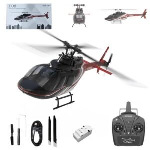 Actualia YUXIANG F08 Bell206 RC Helicopter for Adult, 1/27 Scale 6CH Brushless Direct-Drive Flybarless Helicopter Model with 6-Axis Gyro, 3D/6G RC Aircraft Model Toys (1PCS Battery)