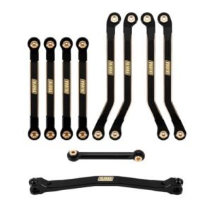 INJORA Black Coating Brass High Clearance Chassis and Steering Links Upgrade for 1/24 Scale RC Tires and Wheels