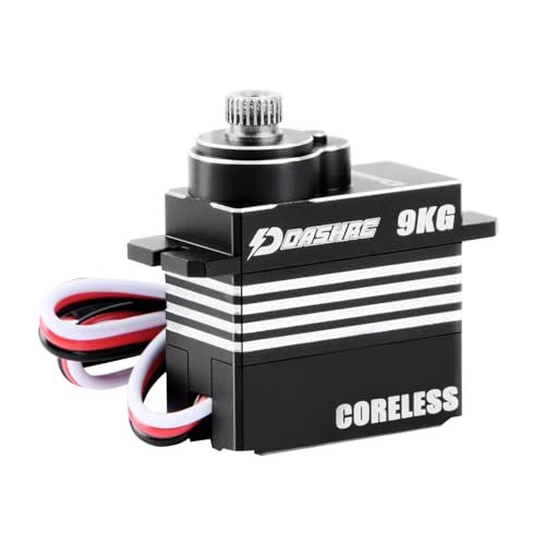 DashRC 9KG Digital Servo Coreless Motor High Torque Waterproof Metal Gear Micro Servo for Micro RC Jet Plans and 1/18 RC Redcat Ascent 18 Crawler Upgrades Black
