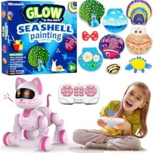 Creative Kids Sea Shell Art Crafts Bundle with Interactive Remote Control Robot Cat Toy for Ages 4 12