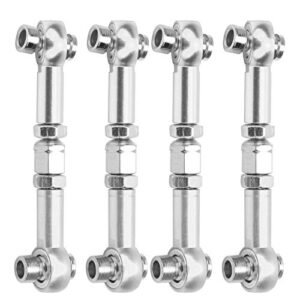 4Pcs Steering Linkage Rod Aluminum Alloy RC Upgrade Parts for HSP 94122 1 10 Car Compatible with PS5 RC Willey Silver