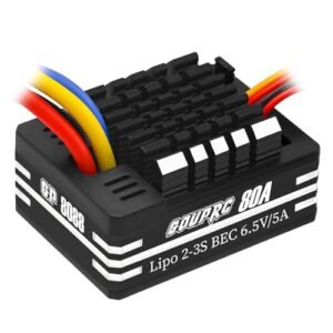 GOUPRC 2S 3S LiPo Metal 80A Brushed ESC Electronic Speed Controller with T plug XT60 Plugs Compatible with Leopard RC Boat Motors 540 550 750 Motors