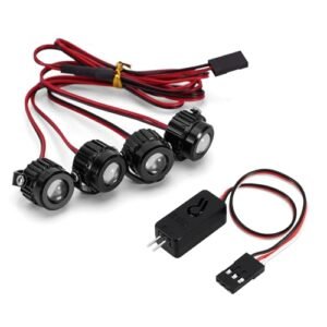 INJORA Aluminium Super Bright LED Lights with Controller Switch for New Bright RC Boat Mastercraft Upgrade 4 Lights