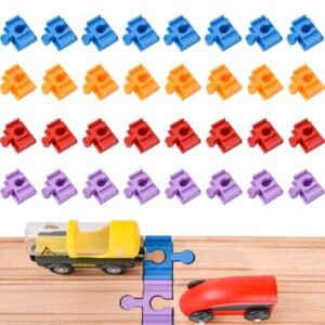 32 Piece Wooden Train Track Connectors Set Compatible with All Major Brands Ideal RC Connectors Types for Kids Ages 3 and Up