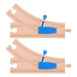 RC Travel Train Wooden Track Switch Connectors 2pcs Set for Kids Toy Trains