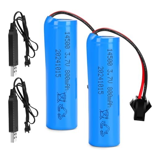 EcoPower 3.7V 800mAh Li ion Rechargeable Battery 2 Pack with USB Charger Cable for Remote Control Toys
