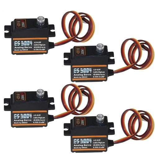 SPARKHOBBY ES3004 Metal Analog Servo 20g Waterproof Servo with Gears for EMAX Servo for RC Car Helicopter Boat Airplane Parts Accessories (ES3004 4PCS)
