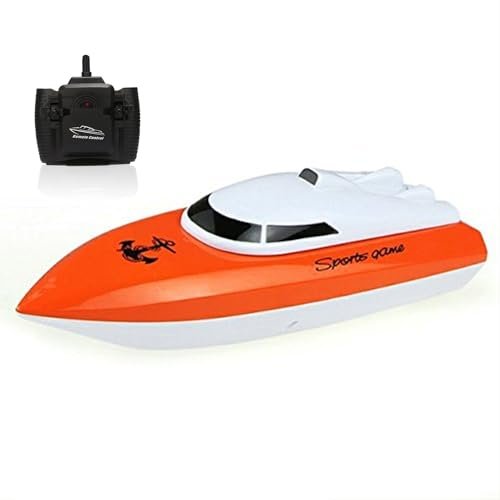 SZJJX HPR RC Boats 2.4GHz High Speed 10kmh Double Propeller Remote Control Racing Boat for Adults Kids Orange