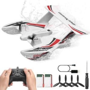 VEVOR Best Kids RC Plane 2.4GHZ 3CH Ready to Fly Amphibious Aircraft with 6 Axis Gyro Stabilizer and 2 Batteries