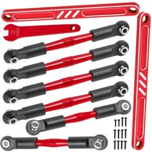 BRCatWPark RC ECX Ruckus 6PCS Aluminum Adjustable Turnbuckles Camber Links with Spanner Red Upgrade Parts