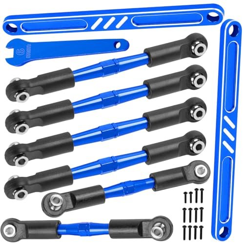 BRCatWPark 6PCS Aluminum Adjustable Turnbuckles Camber Links Upgrade Parts for ECX RC Ruckus 1/10 2WD Models Navy Blue