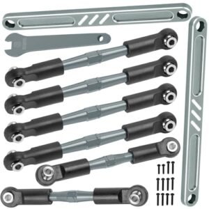 BRCatWPark 6PCS Aluminum Adjustable Turnbuckles Camber Links Upgrade Parts for Ecx 1 10 2WD Ruckus RC Car with Spanner Titanium