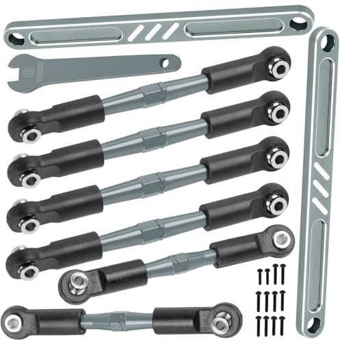 BRCatWPark 6PCS Aluminum Adjustable Turnbuckles Camber Links Upgrade Parts for Ecx 1 10 2WD Ruckus RC Car with Spanner Titanium