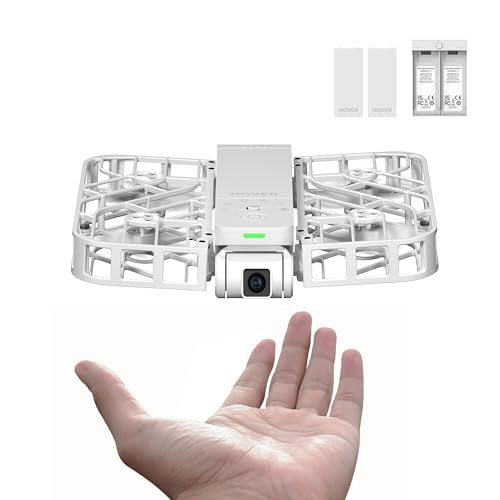 HOVERAir X1 Camera Drone Ultra Light 125g Foldable Self Piloting with HDR Video Palm Takeoff Intelligent Pathways Hands Free Operation White Combo Plus