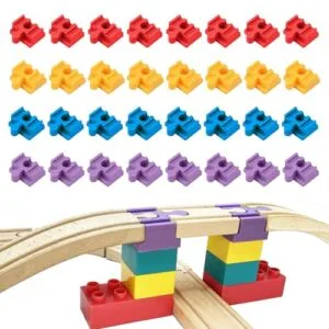 RC Train Wooden Track Accessories 32 pcs Compatible with All Major Brands Including BRIO and Amazon Basics Perfect Christmas Birthday Gift for Kids Ages 3+