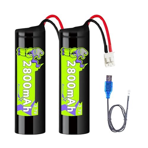 Raebatuol 2800mAh 3.7V Li ion Battery PH2.0 Connector USB Charger Cable 2Pcs