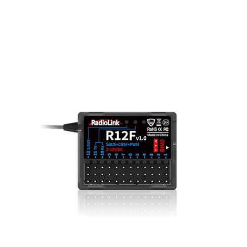 Radiolink R12F 12 Channel 2.4GHz RC Receiver for RC Battleship Boats Compatible with T16D T12D T8FB T8S RC4GS V3 RC6GS V3 Transmitters