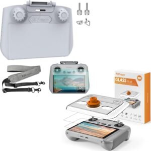 FPVtosky 3-IN-1 Mini 4 Pro RC 2 Sun Hood protective Cover + 2 Screen Protector + Lanyard Bundle+Screen Protector for DJI Mini 4 Pro with Auto Alignment Kit for DJI RC/ RC2 Remote Controller