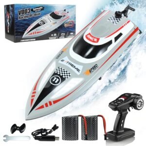 RC One Racing Remote Control Boat for Kids and Adults High Speed 30 KPH with Cruise Control Self Righting Feature LED Light and 2 Batteries