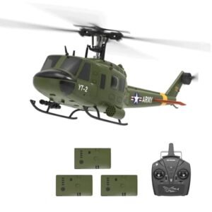MINDKEEP YUXIANG F07 UH1D Mash Helicopter RC Toy for Adults 1/34 Scale 2.4G 6CH 6G 3D Stabilized Aircraft with 6 Axis Gyro and Brushless Motor RTF 3 Battery
