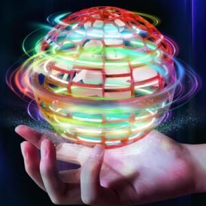 Galaxy Boomerang RC Aircraft LED Lights Flying Orb Ball Toy Hand Controlled Mini Drone for Kids and Adults Bright Red
