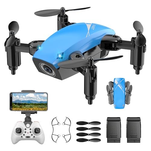 SkyHigh Mini RC Quadcopter with Propeller Calculator RC Plane Feature HD Camera Gesture Control for Kids Ages 8 14 Blue