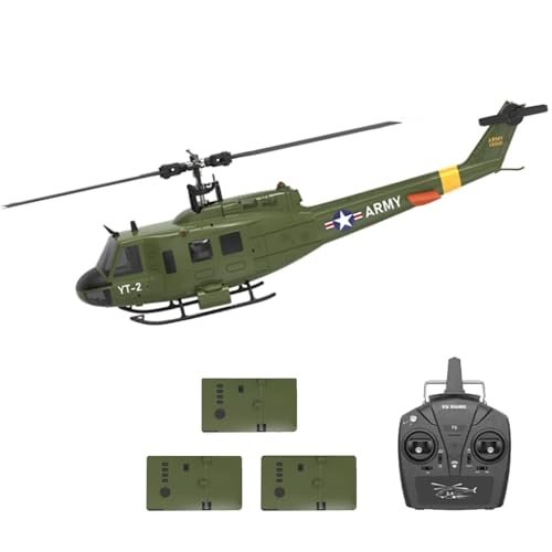 YOMTDIY YUXIANG F07 UH1 Huey Vario RC Helicopters for Adults 1/34 Scale 2.4G 6CH 6G/3D Brushless Direct Drive Flybarless RC Aircraft with Optical Flow Positioning
