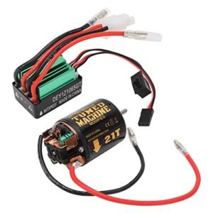 Milltrip RC Brushed Motor ESC Combo with 540 21T Brushed Motor 65A Waterproof Green Brushed ESC for Megalithic RC Tires Traxxas Tamiya