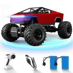 Suvabe Western Star RC Dump Truck 2.4Ghz 1/8 Scale Model Racing Car Aluminum Alloy 4WD Off Road Pickup Truck with LED Headlight and Rechargeable Battery Gifts for Adults Boys Red