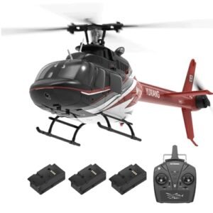 LETDIYMOC YUXIANG F08 Bell 206 RC Helicopter for Adults, RTF Remote Control Helicopter 1/27 Scale 2.4G 6CH 6G/3D 6-Axis Gyro Stabilized Brushless Flybarless Aircraft - 3 Battery