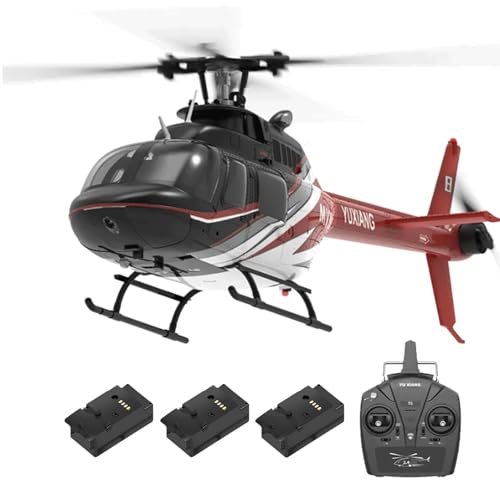 LETDIYMOC YUXIANG F08 Bell 206 RC Helicopter for Adults, RTF Remote Control Helicopter 1/27 Scale 2.4G 6CH 6G/3D 6-Axis Gyro Stabilized Brushless Flybarless Aircraft - 3 Battery