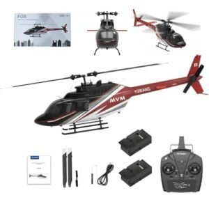 OYDL YUXIANG F08 Kraken RC Helicopter Bell 206 Model 1/27 Scale 2.4G 6CH 6G/3D Brushless Direct Drive Flybarless RTF with Optical Flow Positioning and 2 Batteries