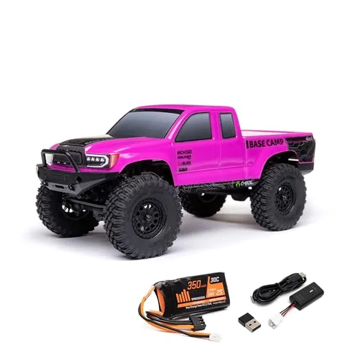 Axial 1/24 SCX24 Base Camp 4x4 Rock Crawler Brushed RTR Chevy Truck RC Rock Crawler Pink AXI 1219T3