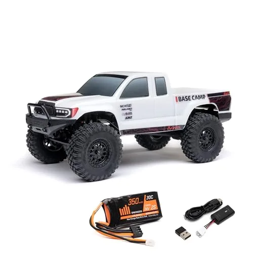 Axial SCX24 Base Camp 1/24 Scale Best Rock Crawler RC Truck 4x4 Brushed RTR White AXI1219T1