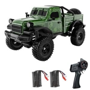 Dodoore D883 RC Crawler Pickup Truck 1 18 Scale Remote Control Car with RC Scale Exhaust 4WD Off Road Rock Crawler LED Lights and 2 Rechargeable Batteries for Adults Green