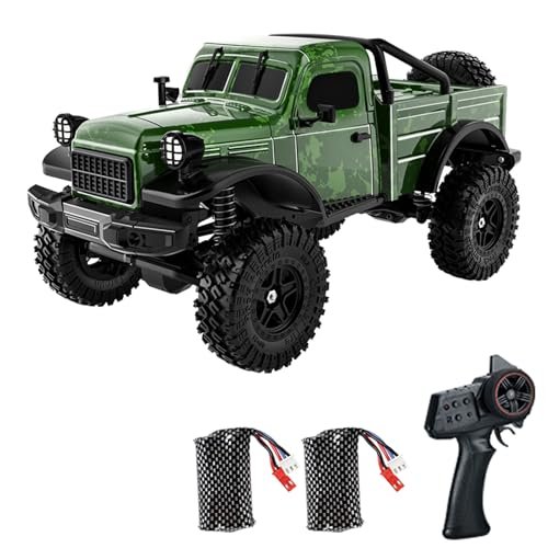Dodoore D883 RC Crawler Pickup Truck 1 18 Scale Remote Control Car with RC Scale Exhaust 4WD Off Road Rock Crawler LED Lights and 2 Rechargeable Batteries for Adults Green