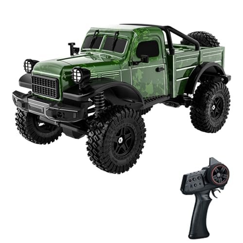 Dodoore D883 RC Scale Camper Pickup Truck 1/18 Scale Remote Control Car 2 4GHz 4WD All Terrain Off Road Rock Crawler With LED Lights and Rechargeable Batteries for Adults Green