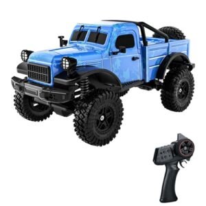 Dodoore D883 RC Crawler Pickup Truck 1/18 Scale Remote Control Car for RC Scale Drivers 2 4GHz 4WD All Terrain Off Road Rock Crawler with LED Lights and Rechargeable Batteries Blue