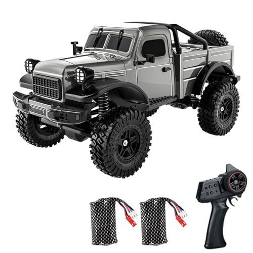 Dodoore D883 RC Crawler Pickup Truck 1/18 Scale 4WD Off Road RC Rock Crawler with LED Lights and 2 Rechargeable Batteries for Adults Featuring RC Scale Cockpits Gray