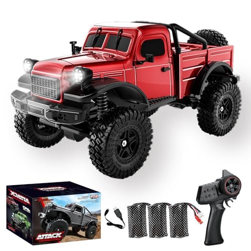 Kodbiby RC Pickup Truck C8813 Dodge Pickup 1/18 Scale All Terrain Remote Control Crawler with RC Car Shock Springs 2 4 GHz 4WD Off Road Rock Car