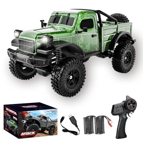 Kodbiby RC Pickup Truck C8813 Dodge Pickup 1/18 Scale All Terrain Remote Control Crawler with Shock Oil RC Car Technology 2 4 GHz 4WD Off Road Rock Car