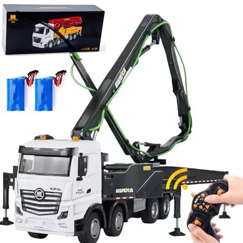 Ssccgym SMAX RC Truck 1 18 Scale 11 Channel Remote Control Cement Pump Truck with Water Pump for Kids Grey 8 Wheels