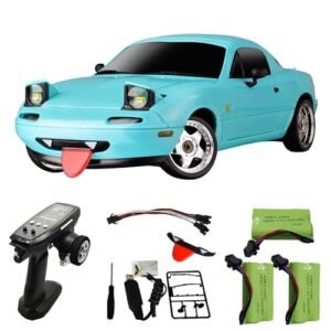 Skymaker RC Drift Car 1/18 Miata Mazda MX 5 Model 2.4GHz RWD Drifting Adults with ESP Gyro Pop up Light Blue with 3 Batteries RC Drift Tire Guide
