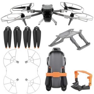 Craznick RC Jet Retractable Landing Gear and Propeller Set for DJI Air 3S Drone 4Pcs Accessories Bundle with Low Noise Blades and Propeller Guard