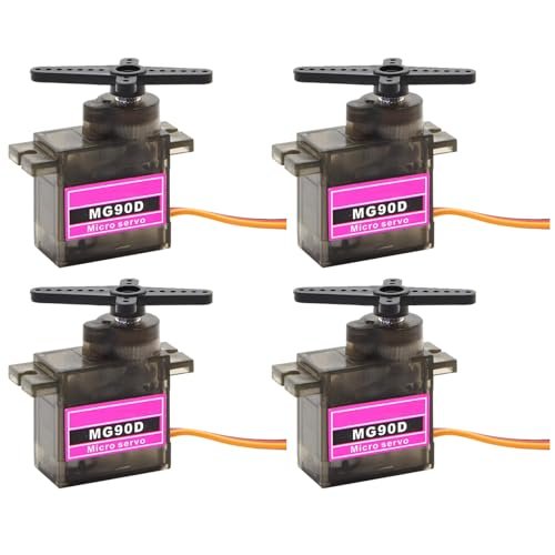 HiRCgo 4Pcs MG90D Full Metal Gear 9g Micro Digital RC Servo for NKOK RC Boats Arduino DIY Projects