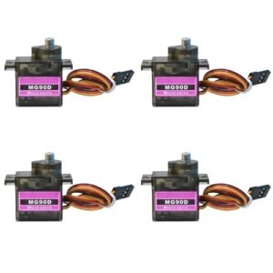 HiRCgo 4Pcs MG90D 9g Digital Micro RC Servo for Arduino RC Plane Project Full Metal Gear Mini Servos 360 Continuous Rotation