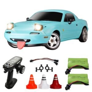 Skymaker 1/18 Scale Miata RC Body Drift Car Mazda MX5 LDR C RWD with Gyro LED Flip Lights Set B Blue