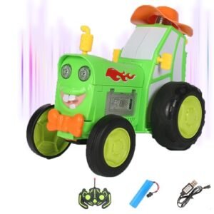Crazy RC Plane Crashes Stunt Car Toy with 360° Rotating and Jumping Features for Kids Green