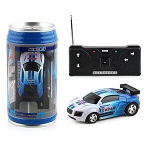 Tainrunse 300ZX RC Drift Car Mini Remote Control Toy with Roadblocks Creative Coke Cans Design Blue